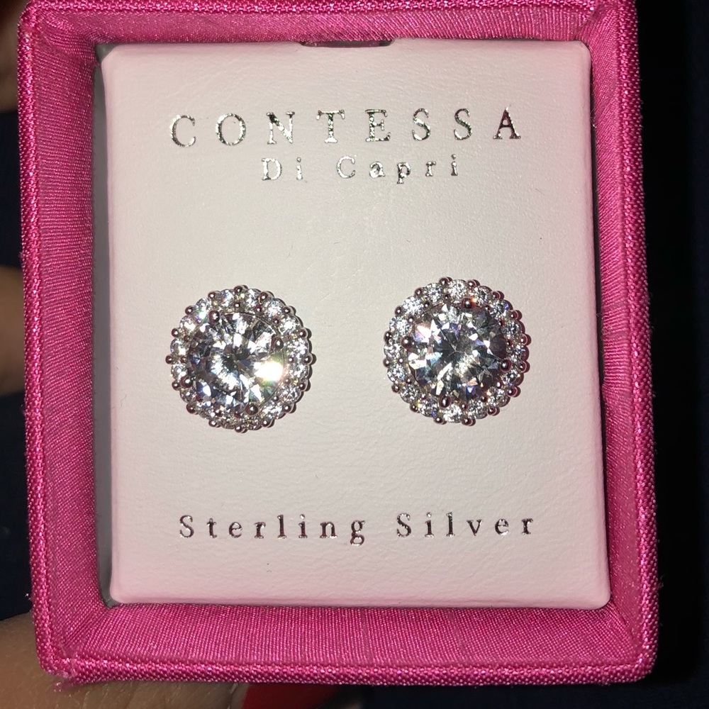 Sterling Silver Faux Diamond Studs